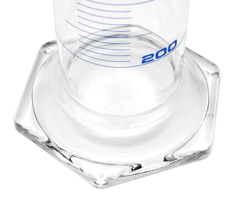 EISCO Graduated Cylinder, 2000ml, Class A Tolerance ±10.0ml, Hexagonal Base, Blue Graduations, Borosilicate Glass