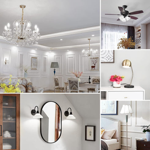Brightever Candelabra LED Light Bulbs, 40W Equivalent, 4W Candle Bulbs, Daylight White 5000K, 6 Pack for Ceiling Fans