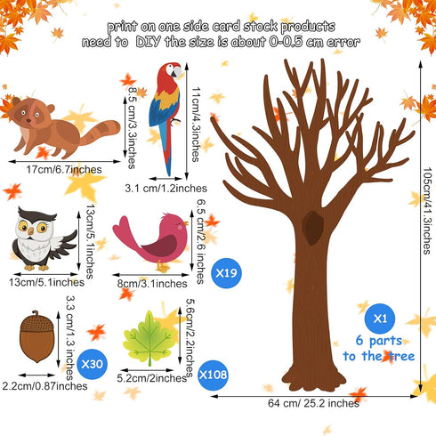 Zonon 163 Pcs Spring Classroom Tree Bulletin Board Decor, DIY Whimsy Tree Cutouts for Kid School