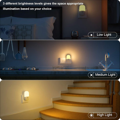 Dimmable Stairs,2 Pack MAZ-TEK Plug in Motion Sensor Night Light, Soft Warm White LED Nightlight with Dusk to Dawn