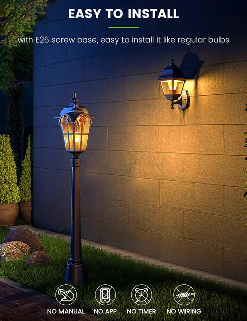 Bulbs, 13W(100W 1100LM, 3000K A19 E26 Lightbulbs 3 Pack Dusk to Dawn LED Light Equivalent) Warm White, Automatic Sensor
