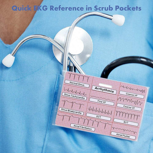 EKG Badge Card Nursing Reference Interpretation ECG Ruler Measurement Cardiac, Cheat Sheet Nurse Accessories