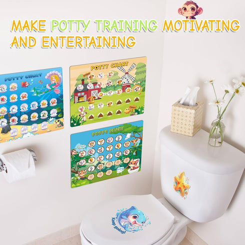 JIXZEN 3 1-3, 2-4, Reward(15 Potty Training Chart with Animal Themes Potty Training Stickers, Fun Potty Reward Chart