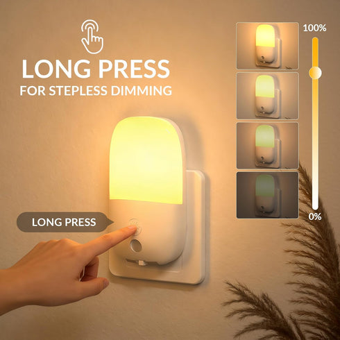 670nm Dimmable 0.5W(2 Pack) Klarlight Red LED Night Light for Sleep, Warm White Nightlight for Kid, Dusk to Dawn