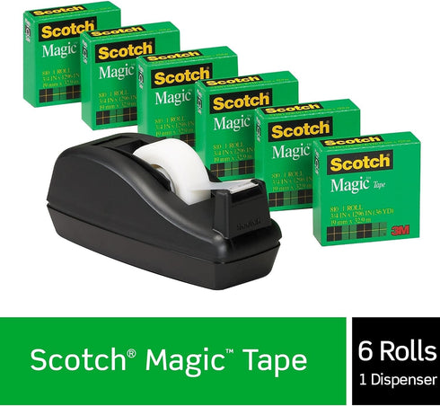 Scotch Magic Tape Value Pack, 3/4-Inch x 1000-Inch, 1-Inch Core, Clear, 6/Pack