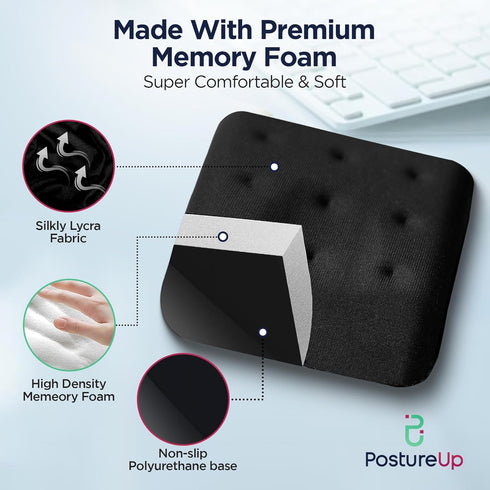 WavePads by PostureUp – Original Two Pack Adjustable Memory Foam Wrist Rests for Laptop & Keyboard Pain Relief