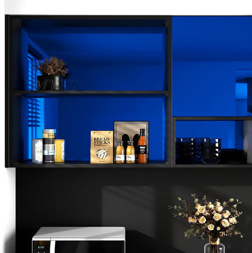 WESTICK Blue Mirror Sticker Sheet - Self Adhesive Peel and Stick Wallpaper for Kitchen Cabinets and Countertops