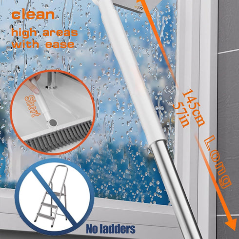 YSDSDAKA 57" Handle,3 1 Floor Scrubbing Brush with Adjustable Long in Living Grout Brush with Squeegee,V-Shape Stiff