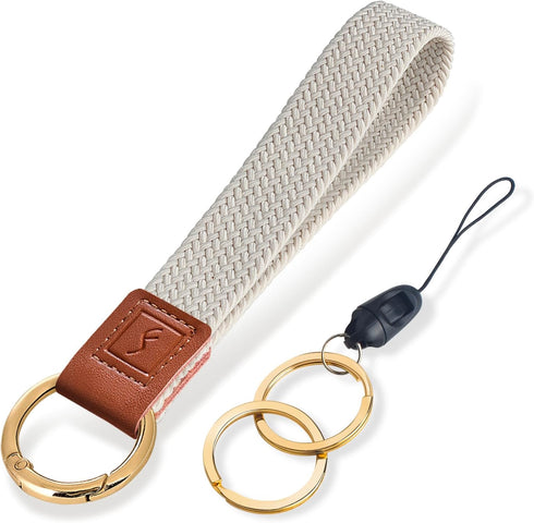 Fishent Stretchy Key Chain, Cute Keychain Wristlet, Woven Wrist Lanyard for Keys, ID Badges, Card Wallet