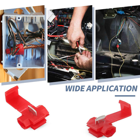 60 Pcs Solderless Quick Splice Snap Wire Connectors, Pressed Insulated Electrical Splice Wire Connectors (Red) 22-18 AWG