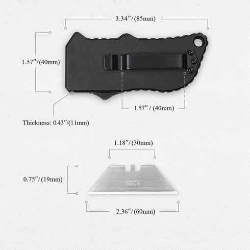 5 TOPS HOME Utility Knife Box Cutter, Pocket Knife, Change Blade Razor Knife, Aluminum Alloy Shell, Extra Blades