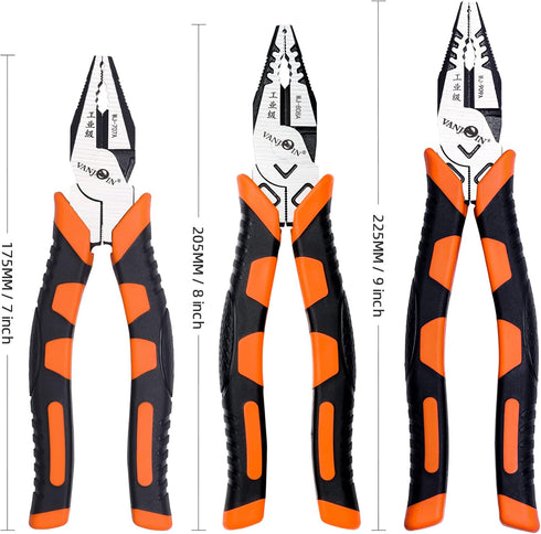9-Inch Linemans Pliers - Combination Cutting Pliers with TPR Handle for Crimping and Screw Gripping