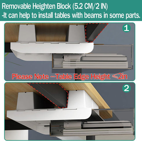 Upgrade Under Desk Drawer for Table with Lip, Hidden Under Table Desk Storage Organizer, Office Attachable Plastic Desk