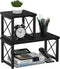 Honiter 2 Tier Desktop Organizer Shelf, Freestanding Small Bookshelf for Office Storage, Black Desk Display Rack