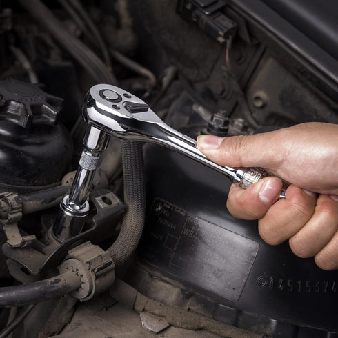 DURATECH 3/8-Inch Drive Ratchet, Quick-Release Wrench, 72-Tooth Reversible Switch, Alloy Steel