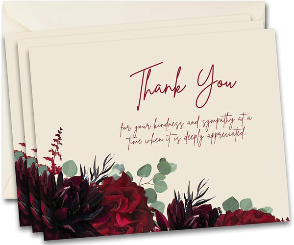 MPC Brands Blank Funeral Thank You Cards - Sympathy Bereavement Thank You Cards With
