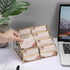 Hipiwe 8 Mirrored Glass Business Card Holder Gold Business Card Display Stand for Desk Multiple Clear Business Card