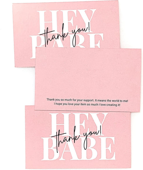RXBC2011 Package Pack 100 Hey Babe Thank you Card Thanks for your support Cards Insert for online business of pink