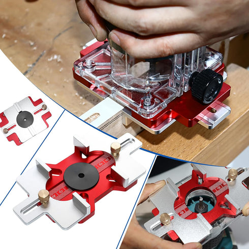 050mm 90mm Wood Router Slotting Locator with Adjustable Width, Aluminum Alloy Grooving Guide for Bevel and Edge Cutting