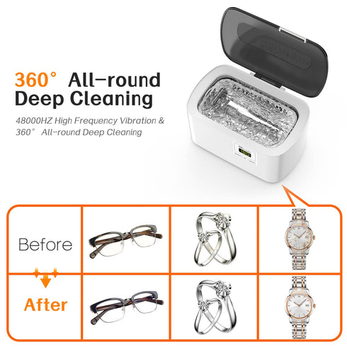 600ml KECOOLKE Ultrasonic Jewelry Cleaning Machine, Sonic Cleaner with Digital Timer for Eyeglasses, Rings