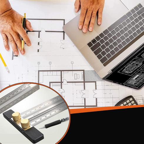 Ultra Precision Woodworking Marking T Rulers, Layout Work Scribe Line Ruler with Holes, Carpenter Measuring Tool (200mm)