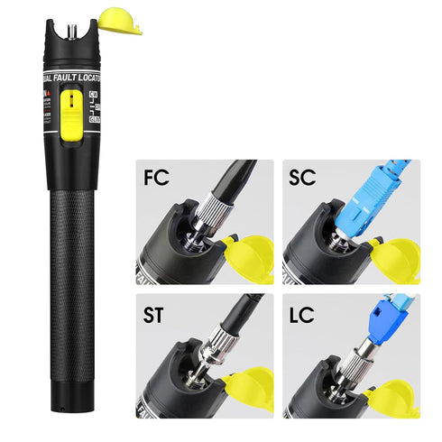 2PC 50km Visual Fault Locator Fiber Optic Tester with 2pc Singlemode 9/125µm FC Male to LC Female Adapter