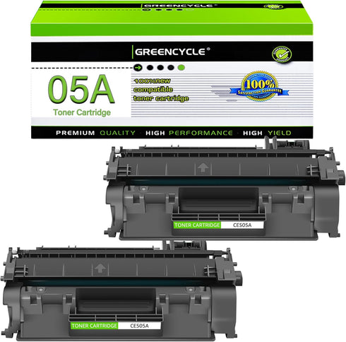 greencycle Compatible Toner Cartridge Replacement for HP 05A CE505A, Black, 2-Pack for Laserjet Series