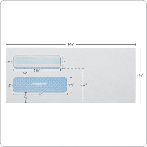Quality Park #10 Double-Window Self-Seal Security Envelopes, 4-1/8" x 9-1/2", White, 500 Per Box