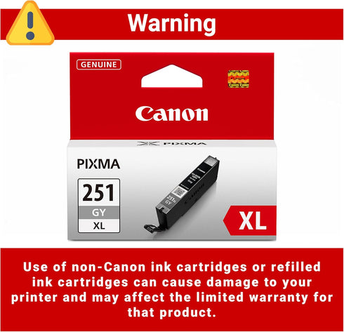 Canon CLI-251XL Genuine Gray Ink Tank for MG6320, MG7120, iP8720, MG7520 Printers