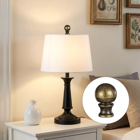 Tweruna 2 PCS Brass Lamp Finials Screw On, Antique Brass Lamp Toppers Screw On, Metal Lamp Knob Replacement Screw on