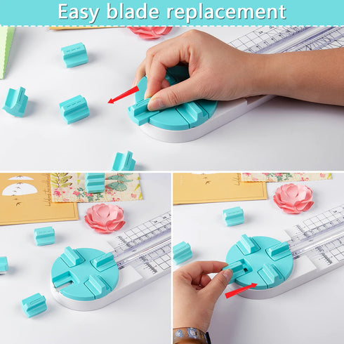 Paper Trimmer Craft Paper Cutter, 4 Style Multi-Function Scrapbooking Tool with Dial Blades for Cutting Paper, Coupons,