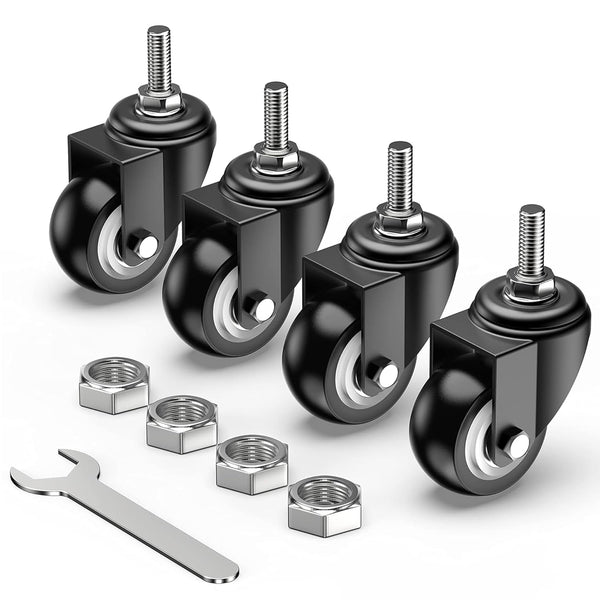 Caster Wheels 2 inch No Brake Stem Casters, 3/8" -16 x 1" Threaded Swivel Casters Set of 4