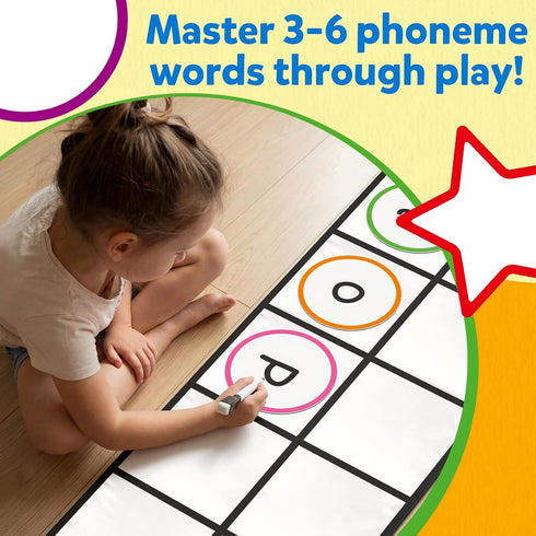 HugHush Set,Kindergarten Elkonin Box Floor Mat Activity Learning Activities,Phonemic Awareness & Phonics Games,Science