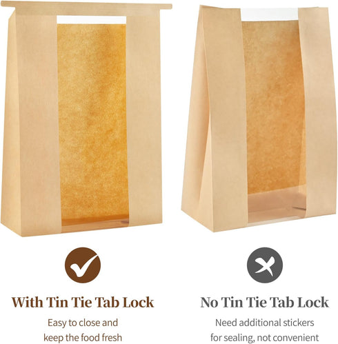 50 13.7 8.2 3.5 Inches Ohuimrt PCS Large Paper Bread Bags for Sourdough Bread, x x Bakery Bags with Window, Homemade