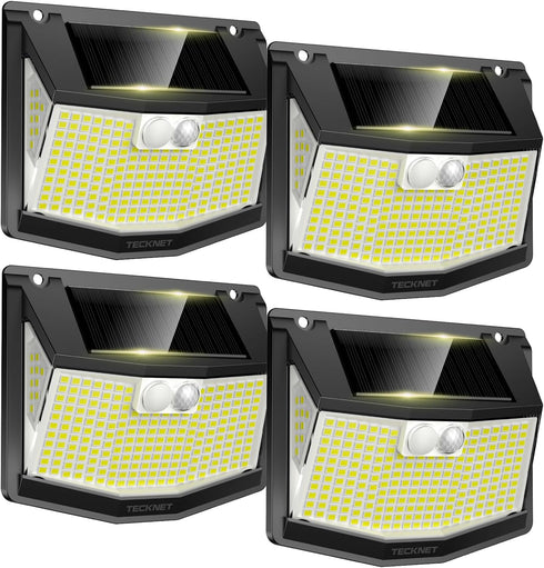TECKNET 248 LED Outdoor Solar Lights & Motion Sensor 4 Pack, 300