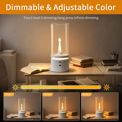 1800K 4-Level White Bedside Lamp with USB-C Cordless Charging, Warm Touch Table Lamp, Eye-Caring Energy-Efficient Small
