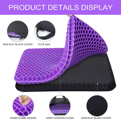 Fzitiy Gel Seat Cushion, for Long Sitting -Double Thick Gel Seat Cushion Breathable Honeycomb Chair Cushion