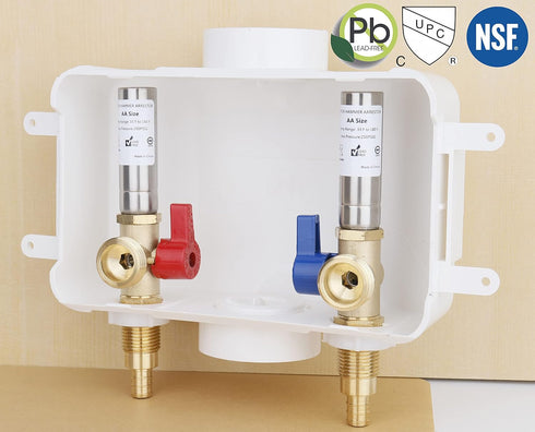 1/2-inch Hammer WHK Washing Machine Outlet Box,Pex Laundry Box Washer Wall Box With Drain Recessed Water Valve Box