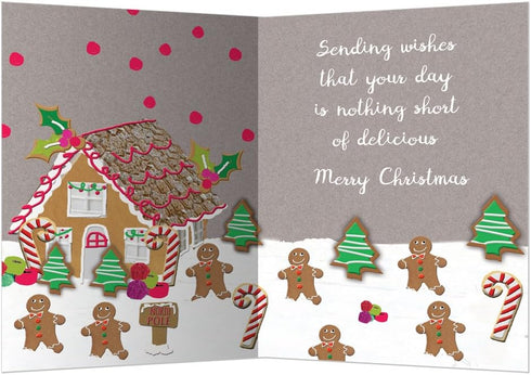 Tree-Free Greetings Holiday Greeting Cards, Gingerbread Merry Christmas, Vintage Brown Recycled Paper, 10-Pack