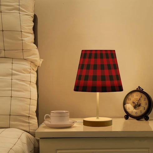 3 ALAZA Table Lamp Red and Black Buffalo Plaid Checkered Xmas Bedside Lamp for Bedroom LED Nightstand Desk Lamp