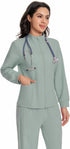 Milarlv 4 Mastectomy Zip Jacket Coat with Drain Pockets After Post Breast Surgery Lightweight Warm Up Tops Shirt