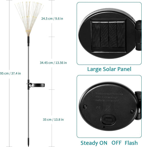 2 Pack 120 2 JJGoo Solar Firework Lights, LEDs Lighting Modes Solar Garden Lights Outdoor Waterproof for Yard Patio