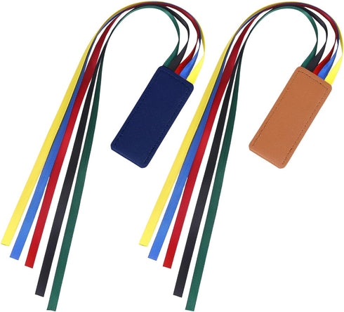 NYTGAH 2PCS Bible Ribbons Bookmarks,Artificial Leather Bookmark with Ribbons in 5Colors,Bible Page Markers
