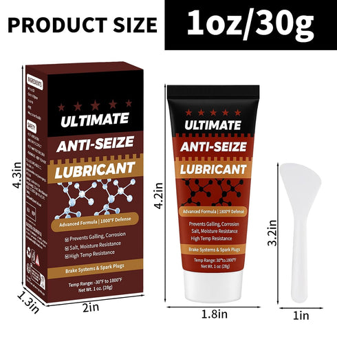 1oz (1-Pack) Copper Anti-Seize Thread Lubricant Spark Plug Antiseize Grease Compound for Automotive, Bolts and Nuts |