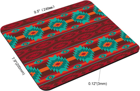 Southwestern Navajo Pattern Retro Style Dark Redolive Green Design Mousepad Non Slip Rubber Gaming Mouse Pad Rectangle Mouse Pads for Computers Laptop 9.5"x7.9"x0.12" Inch by TSSOHU