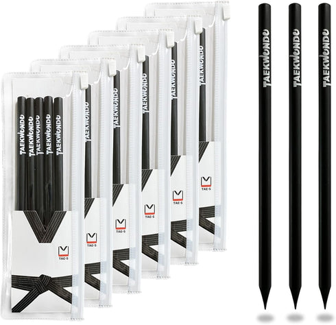Taekwondo Pencils HB Wood Cased with Clear PVC Pencil Case, Gift Idea for Martial Arts Students (30 Count)