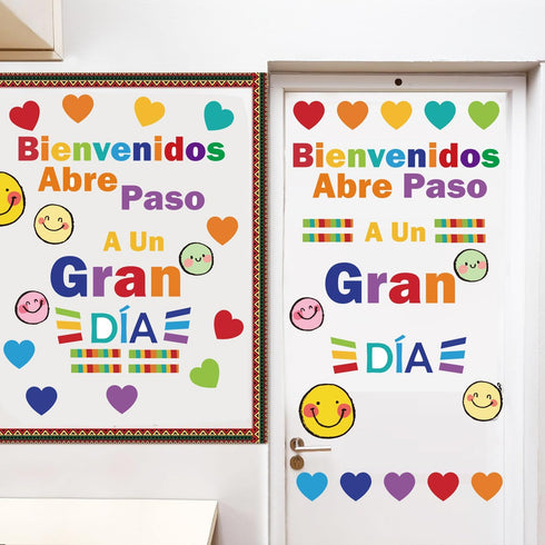 Spanish Bulletin Board Decoration Set - Watercolor Welcome Banners, Inspirational Back to School Poster