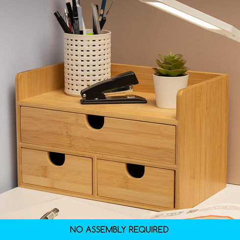 MEEDEN Bamboo Desk Organizer with Drawers, Desktop Storage Container for Office Home Toiletries