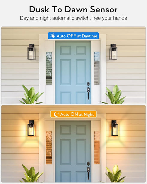 15" Garage,1 Large Dusk to Dawn Outdoor Wall Lights Exterior, Bronze Porch Light with Modern Transparent Glass