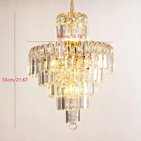 YUASDUU 15" 5-Tier Modern Farmhouse Crystal Chandeliers for Dining Room, Antique Pendant Chandelier Dining Room Light